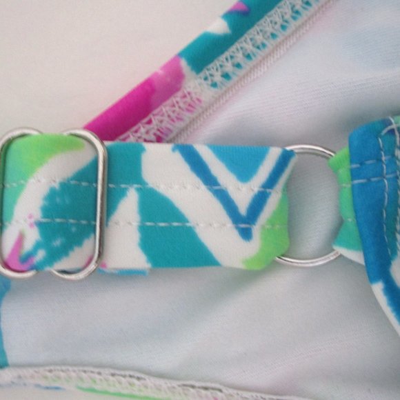 42D Tropical One Piece Shaper Swimsuit Bright Teal Pink Lime - Picture 4 of 10